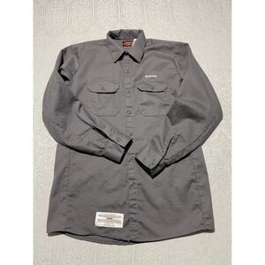 Bulwark FR Flame Resistant Work Shirt Long Sleeve Grey Bystronic Mens M RG